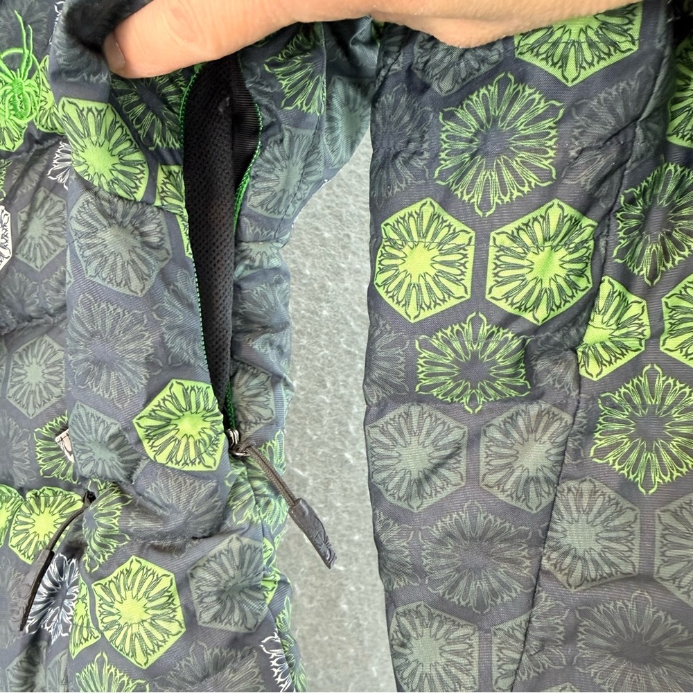 Spyder Women’s ski snow Coat Hooded faux fur trim full zip Jacket Green grey XS - Picture 9 of 9